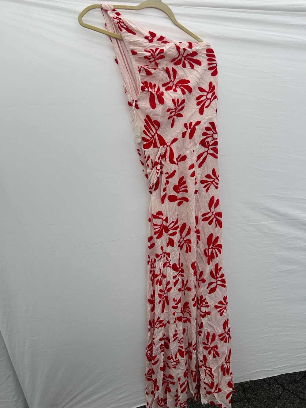 Free People Thea Red White Floral Wide Leg Jumpsuit Romper women size medium - Picture 4 of 8